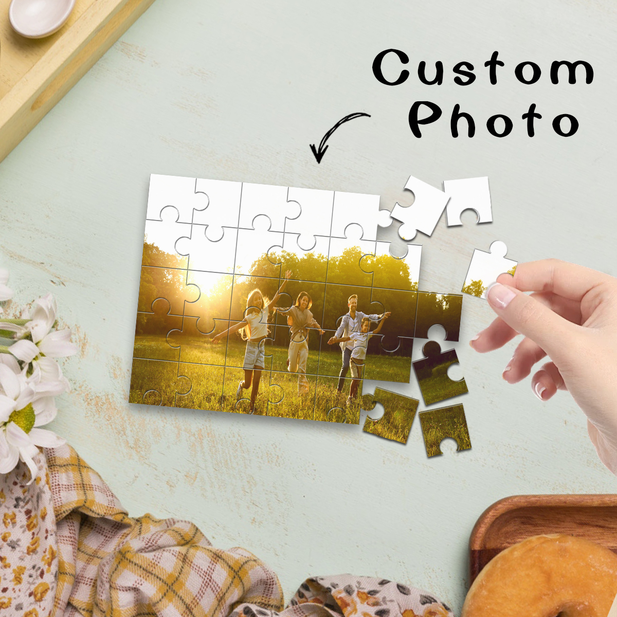 Puzzle Blank White - 1pc Custom Photo Single Portrait Wooden
