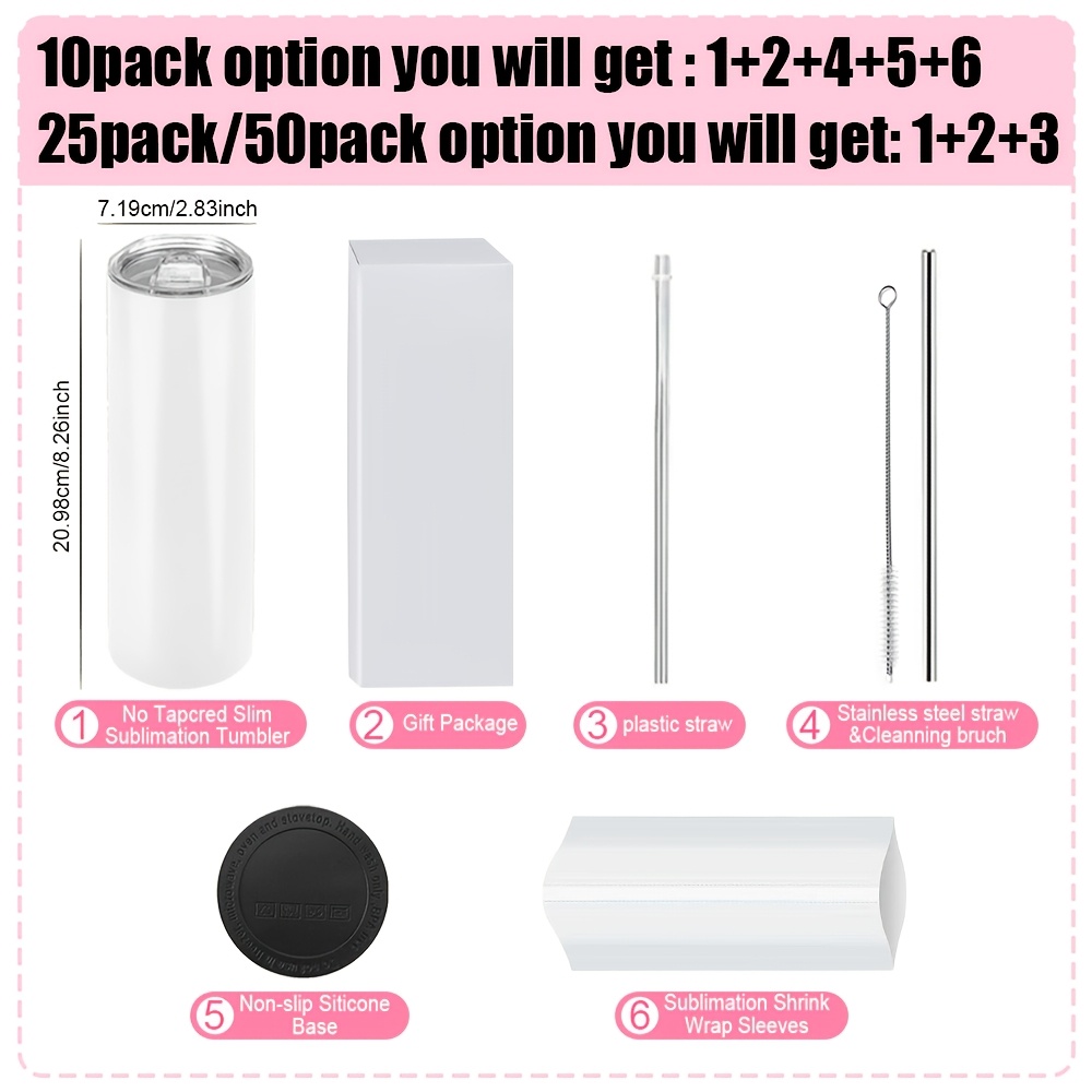 50/25/10 Pack Sublimation Tumb - Tumbler 20Oz White review and price