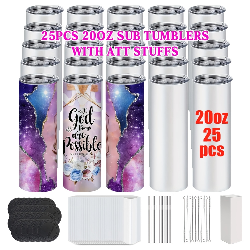 50/25/10 Pack Sublimation Tumb - Tumbler 20Oz White review and price