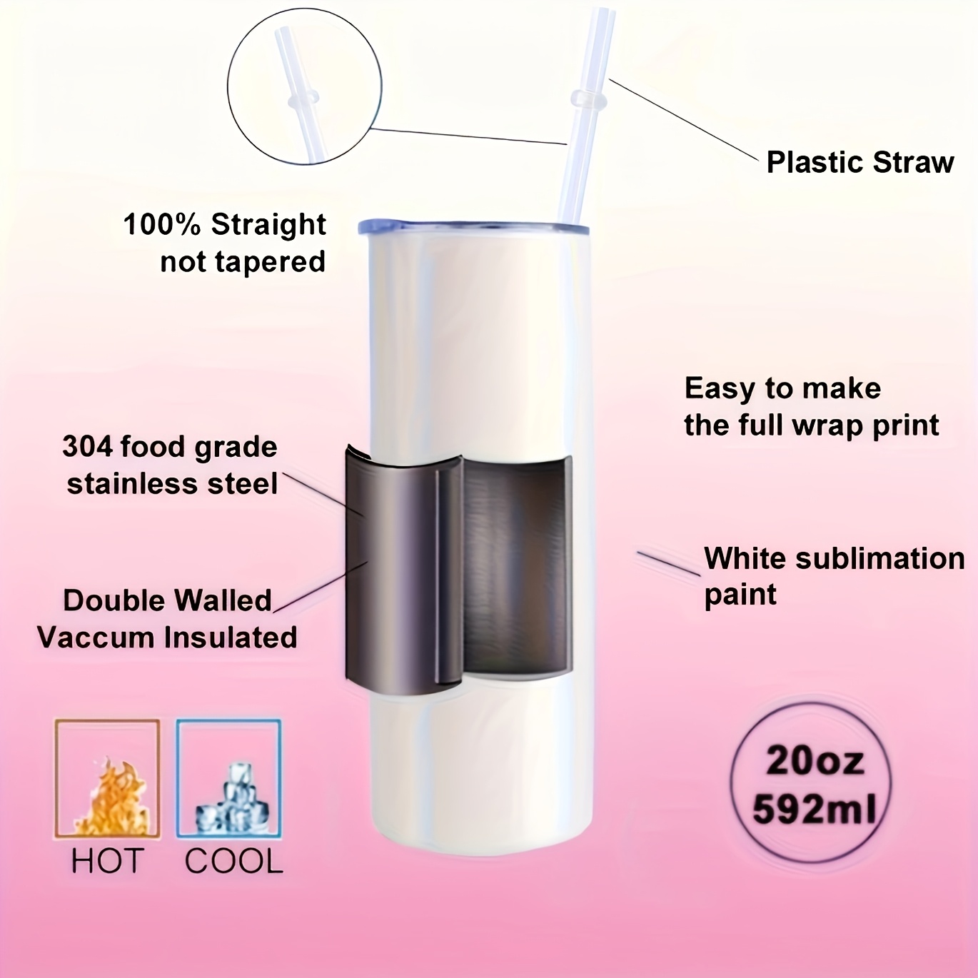 50/25/10 Pack Sublimation Tumb - Tumbler 20Oz White review and price