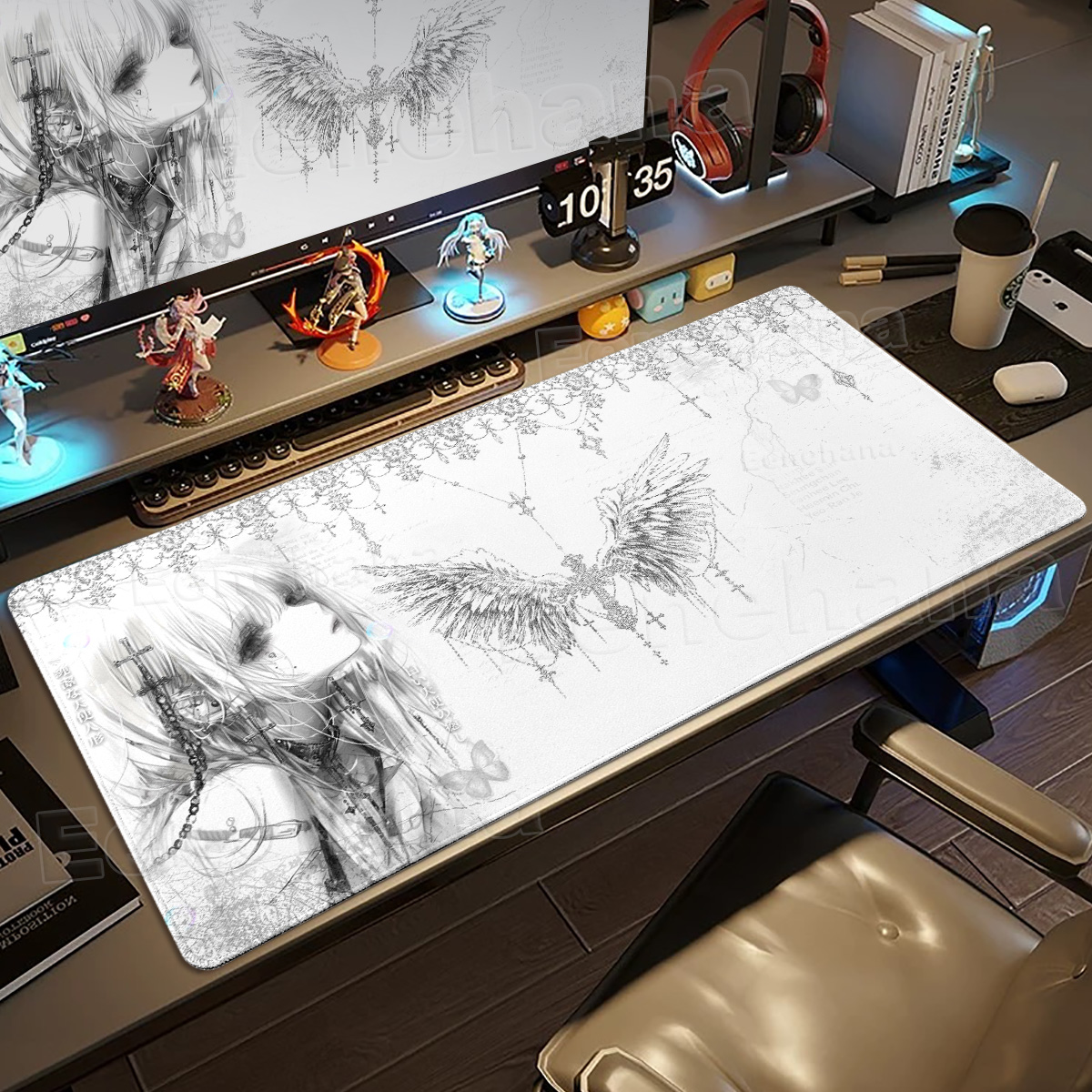 Black White Angel Mouse Pad La - Mouse Pad Blank Sublimation review and price