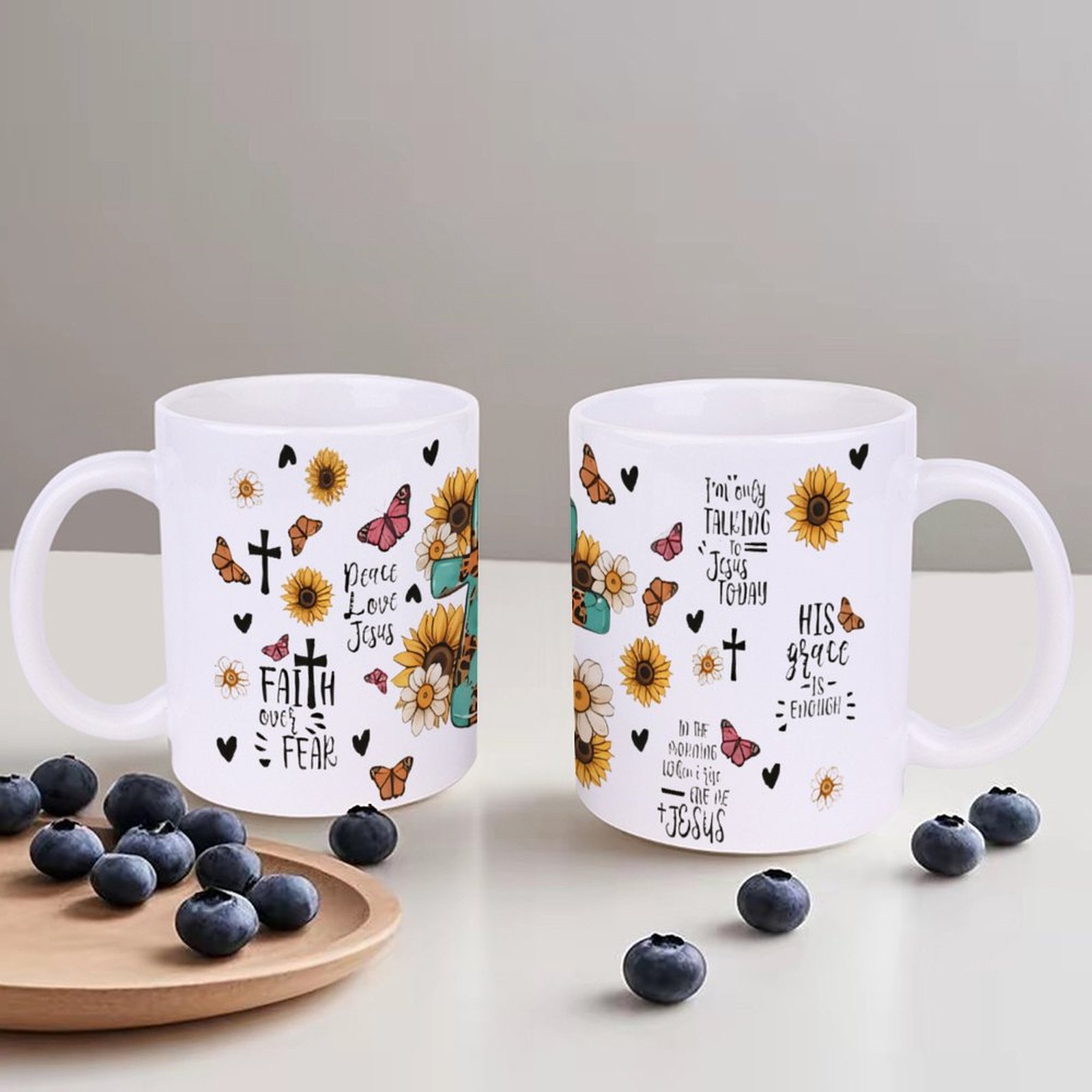 A Cross Surrounded By Sunflowe - Sublimation Mug White review and price